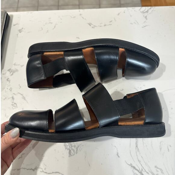 COS Men’s Black Leather Fisherman Sandals Size 10.5 Minimalist Euro Luxe main image 4